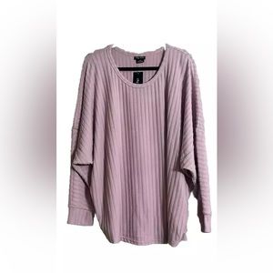 City Chic Ella Sweater Sz M Pink Blush Ribbed Slouchy Oversized Knitted Fall
